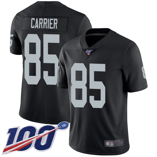 Men Oakland Raiders Limited Black Derek Carrier Home Jersey NFL Football #85 100th Season Vapor Jersey